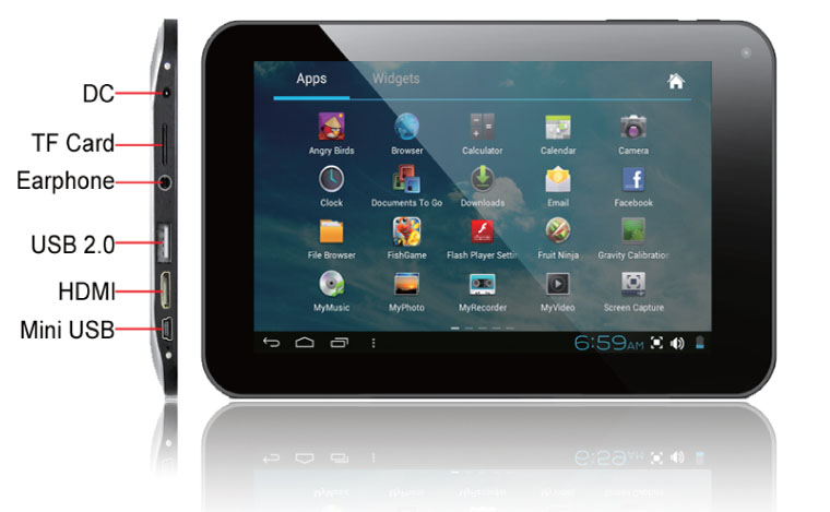 AGPtek A9 Cortex 1.2Ghz speed 512MB DDR3 7inch 800*480/1024*600  touch screen tablet