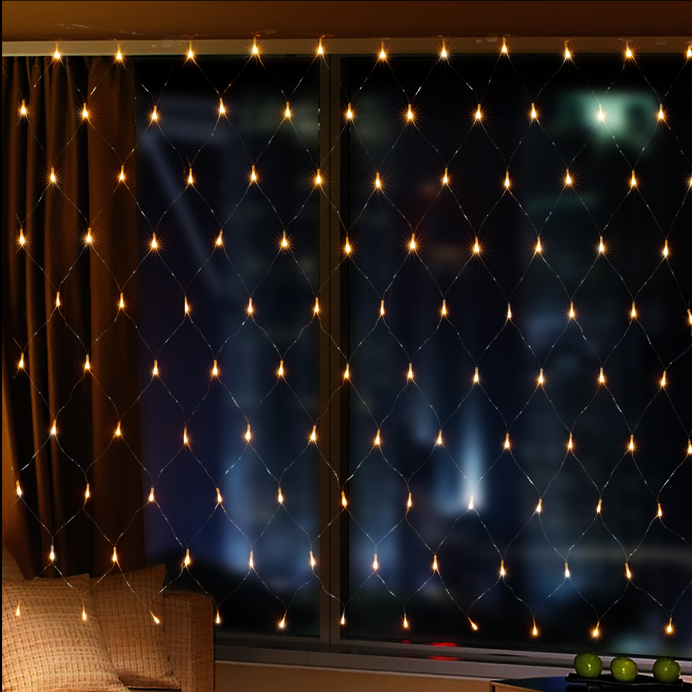 120 LED 1.5m*1.5m Net Mesh Fairy String Light Christmas net Lights connectable Lighting Party ...