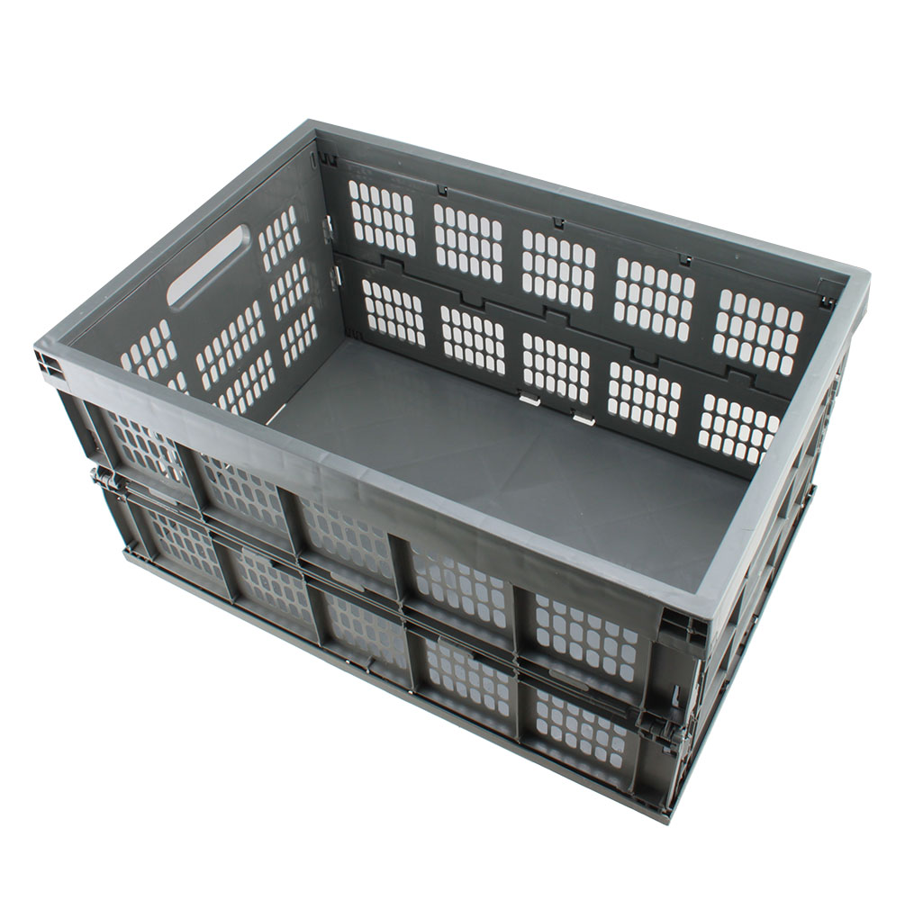 collapsible crate 21 14 11 quot collapsible plastic storage crate fold flat basket folding box gray ebay collapsible crate 21 14 11 quot collapsible plastic storage crate fold flat basket folding box gray ebay