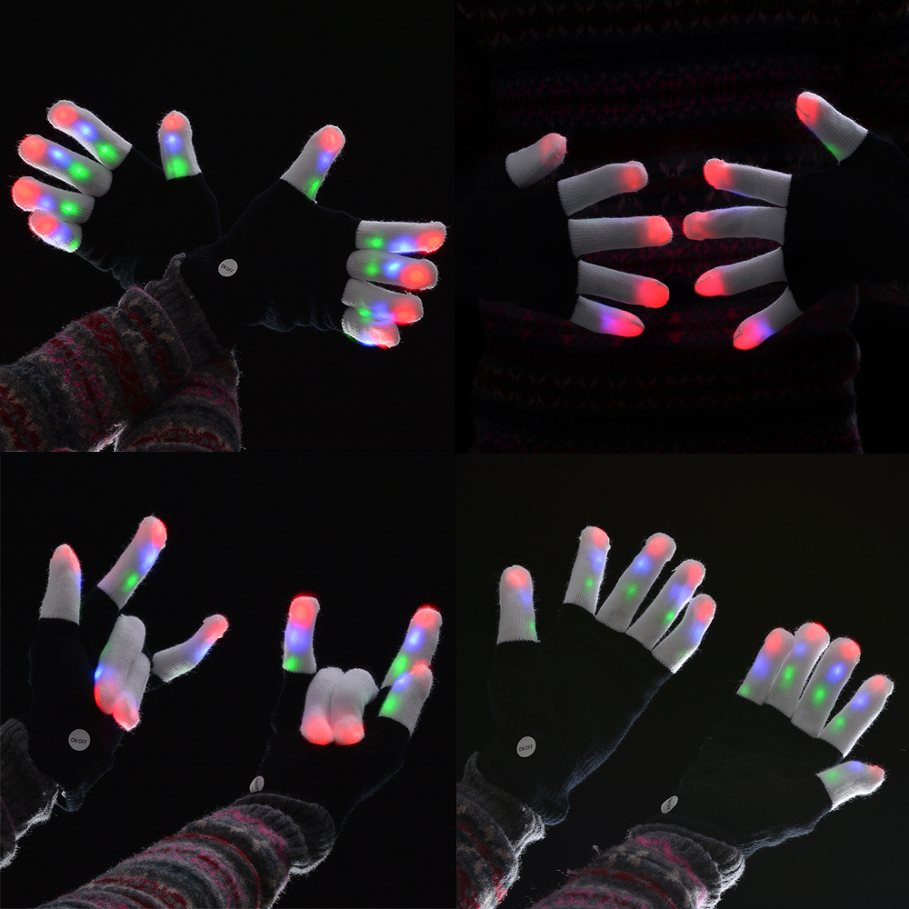 fashion cool led rave gloves glow 7 mode light up rave light gloves