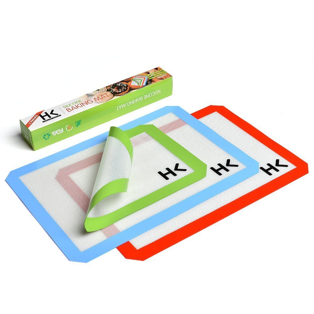 3 of Set Non-Stick Silicone Baking Mat Heat Resist Half Sheet Size Extra Durable 