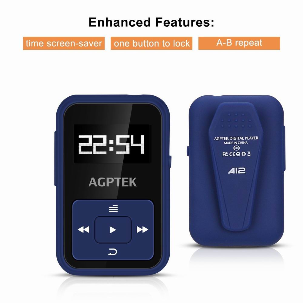 AGPTEK A12 Reproductor mp3 bluetooth con radio y 8 GB ampliables 