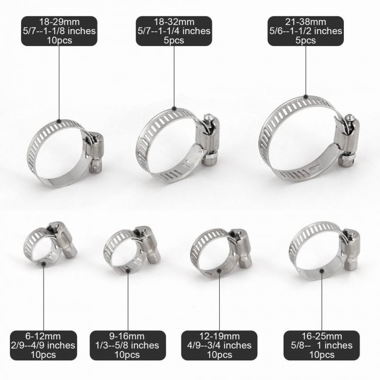AGPTEK 60PCS Hose Clamps All Stainless Steel Worm Gear Assortment Kit