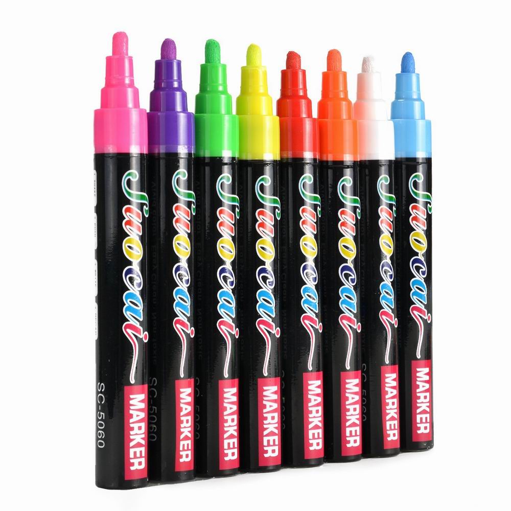 Fluorescent Marker Pen Liquid Chalk Erasable LED Chalkboard Pens 8