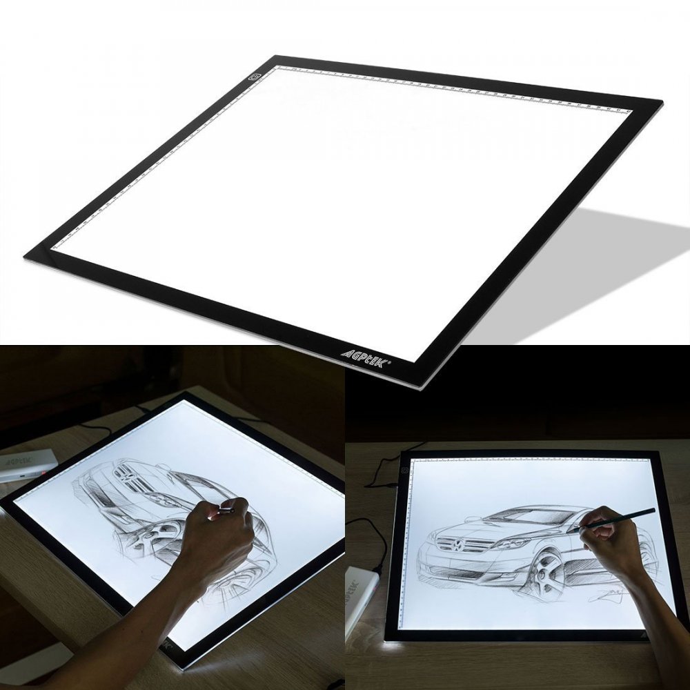 A3 Light Box Kenting LED Artcraft Tracing Light Pad USB Power Cable Dimmable Brightness Tatoo Pad Copy Board Aniamtion Sketching Designing Stencilling X-ray Viewing Diamond Painting 