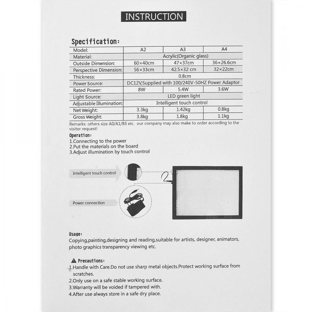  A0/A1/A2/A3/A4 Tracing Light Box, Portable Ultra-Thin