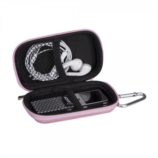 MP3 Player Carrying Case with Metal Carabiner Clip,Pink | AGPTEK