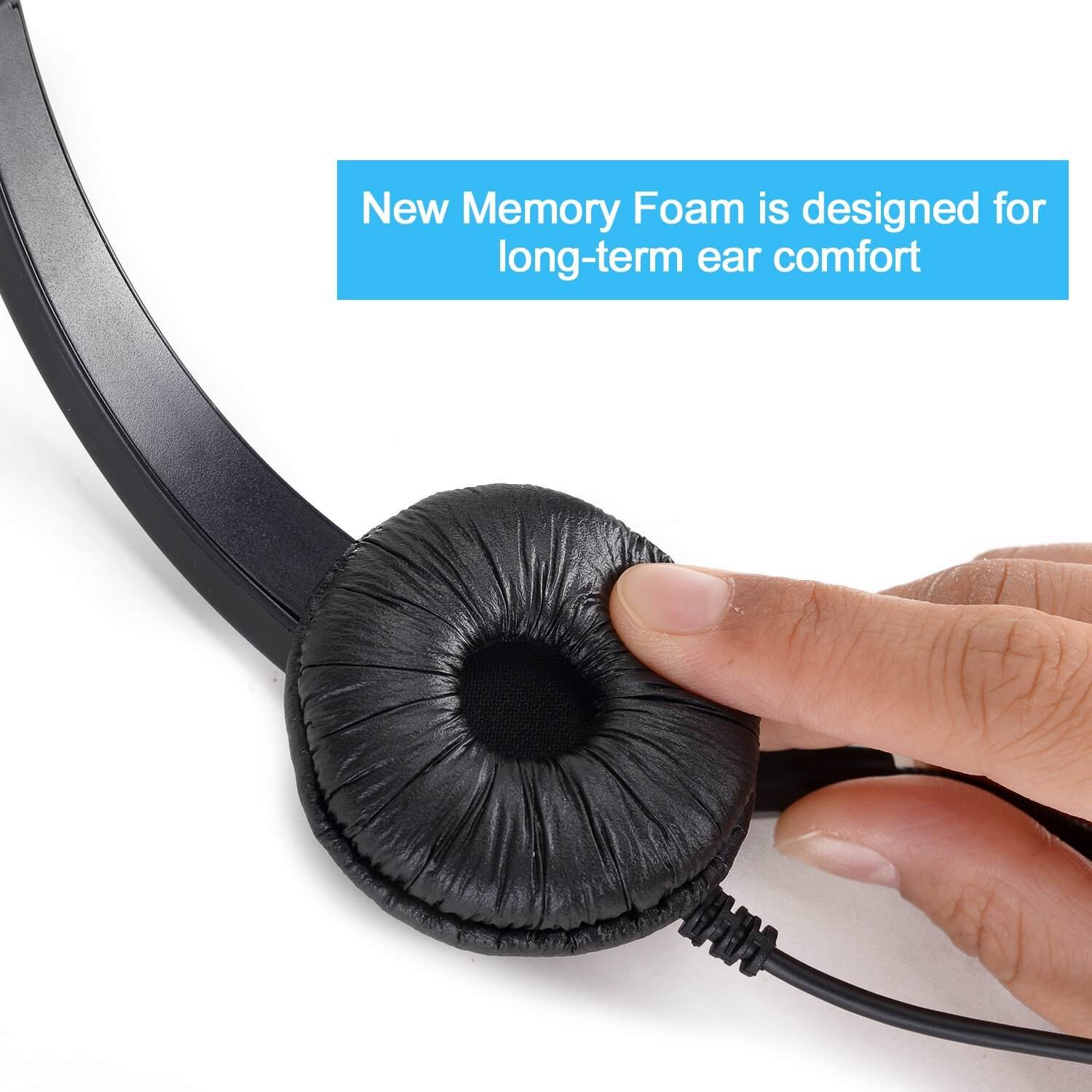 AGPtEK Handsfree Call Center Noise Cancelling Corded Monaural Headset