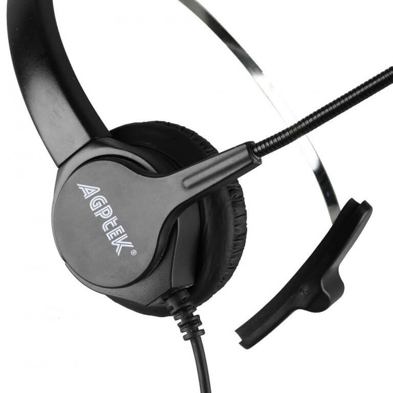 AGPtEK Handsfree Call Center Noise Cancelling Corded Monaural Headset