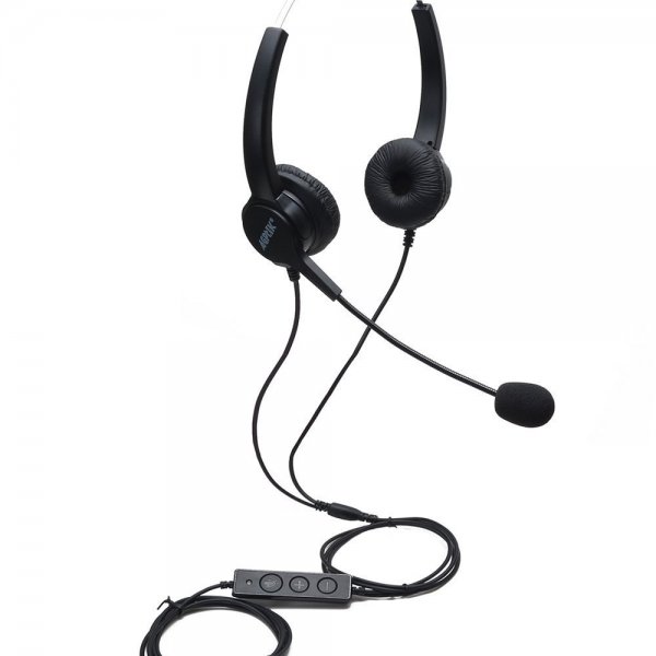 AGPtEK USB Stereo Binaural Headset Corded Call Center Headphone with