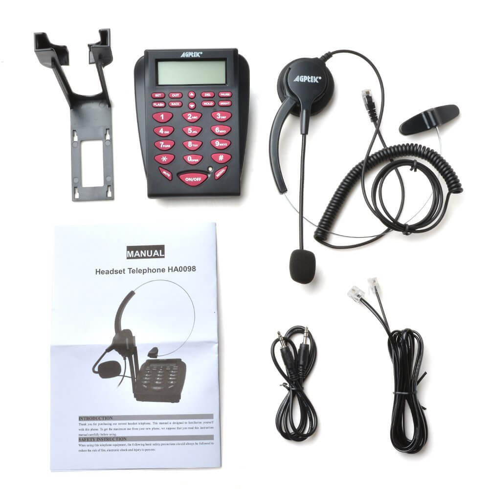 PC Recording Function Ideal for Offices Works and Home Jobs BizoeRade Call Center Corded Phone Dialpad Landline Telephones with Double Earphones Noise Cancellation Headset