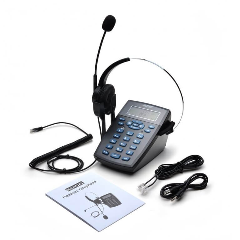 AGPtEK Call Center Telephone Dialpad with 4 Pin RJ9 Monaural Headset