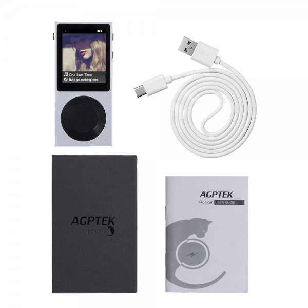 ROCKER Bluetooth MP3, Supports up to 256GB, Silver AGPTEK