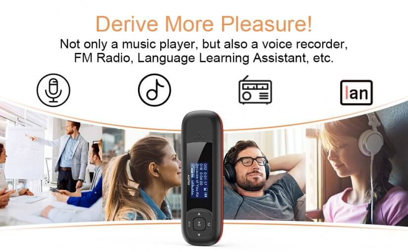 AGPTEK U3 USB Stick Mp3 Player, 8GB Music Player Supports Replaceable AAA Battery, Recording, FM