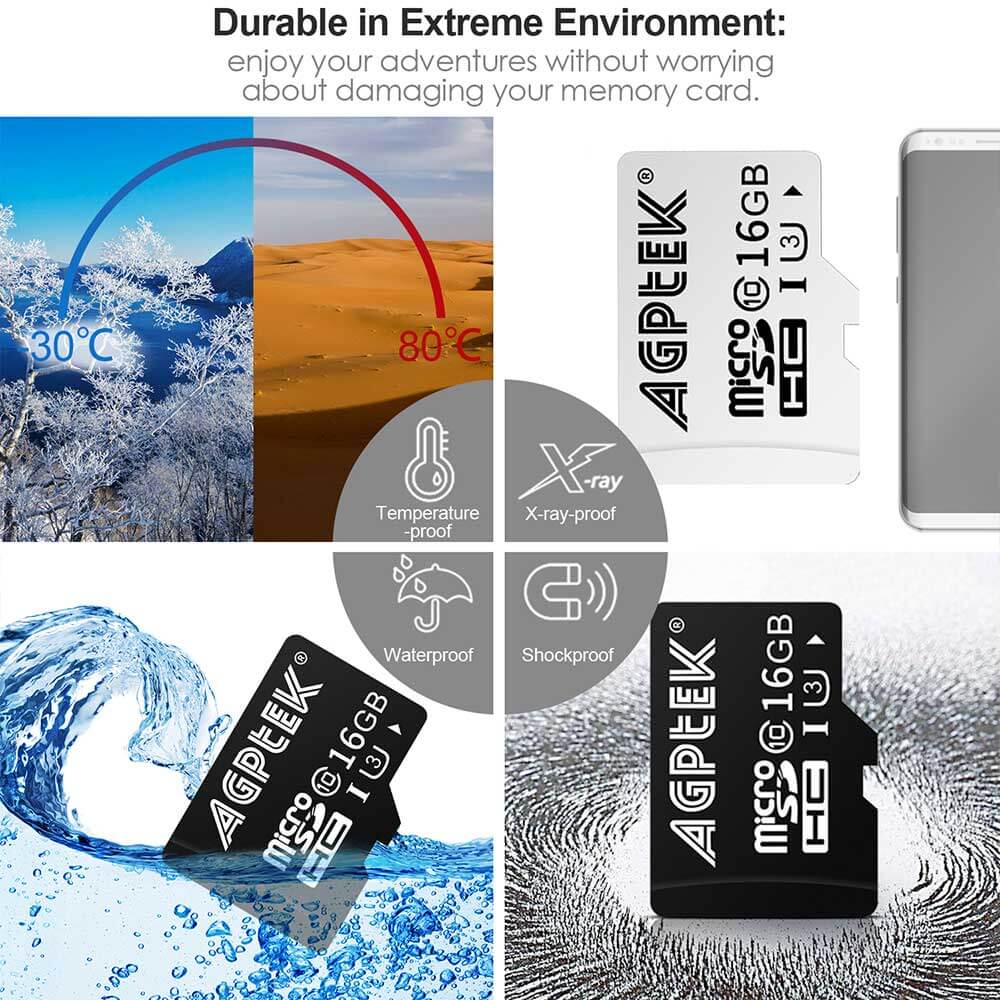 16GB Class 10 SD UHS-III Memory Card | AGPTEK
