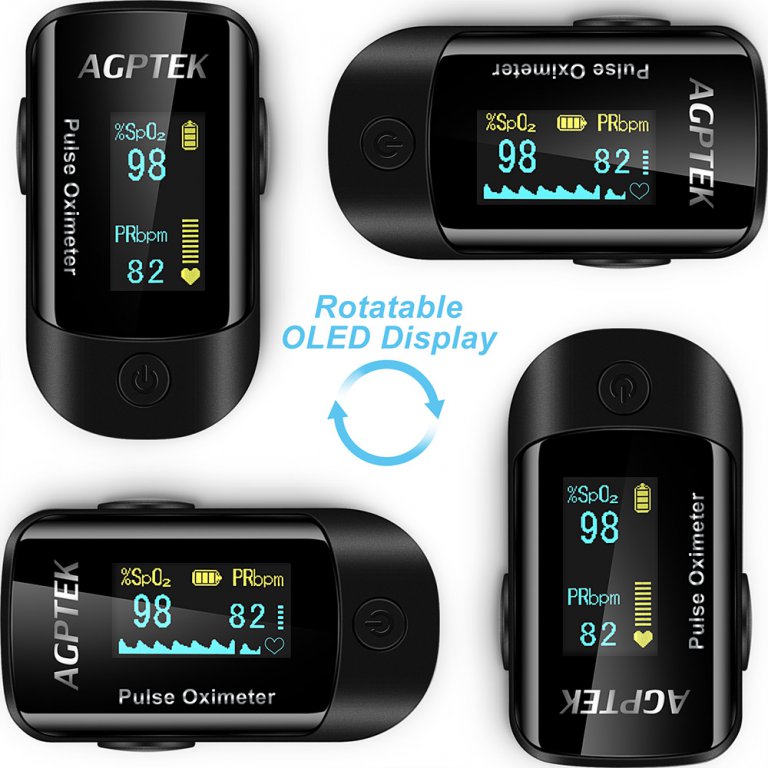 Pulse Oximeter, Ideal for All Skins, Black AGPTEK