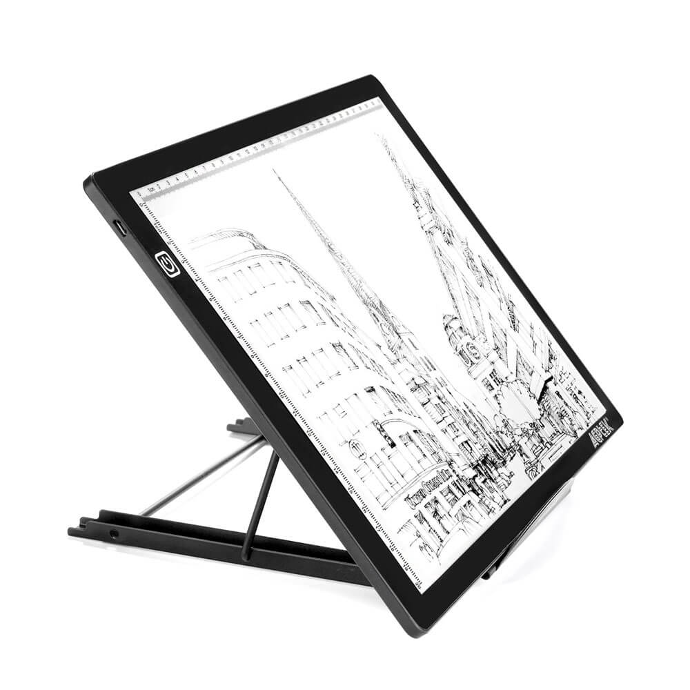 AGPtek Metal Mesh Ventilated Adjustable 7 Angle Points Skidding Prevented Tracing Holder Stand for Huion Drawing Tablet /iPad/Laptop/A4 LB4 L4S LED Light Box Tablet Light Box Stand