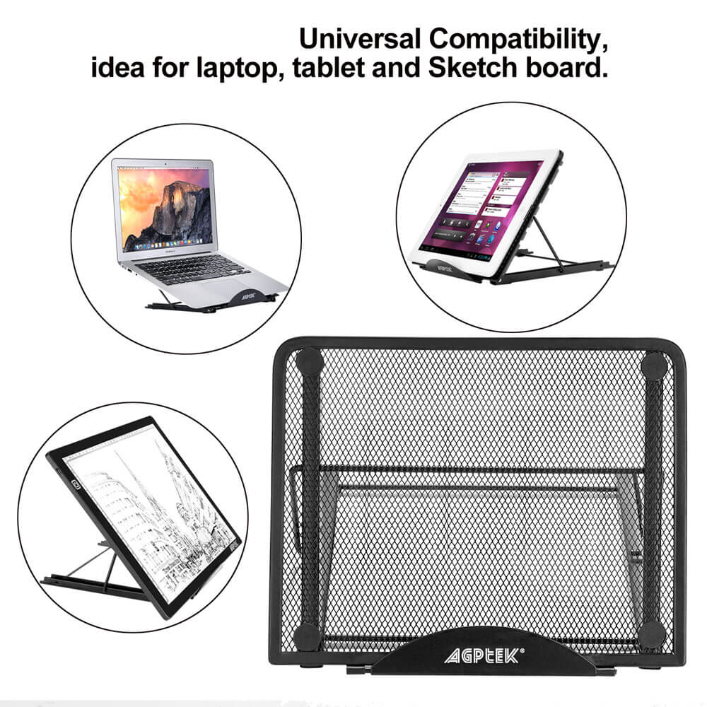 AGPtek Metal Mesh Ventilated Adjustable 7 Angle Points Skidding Prevented Tracing Holder Stand for Huion Drawing Tablet /iPad/Laptop/A4 LB4 L4S LED Light Box Tablet Light Box Stand