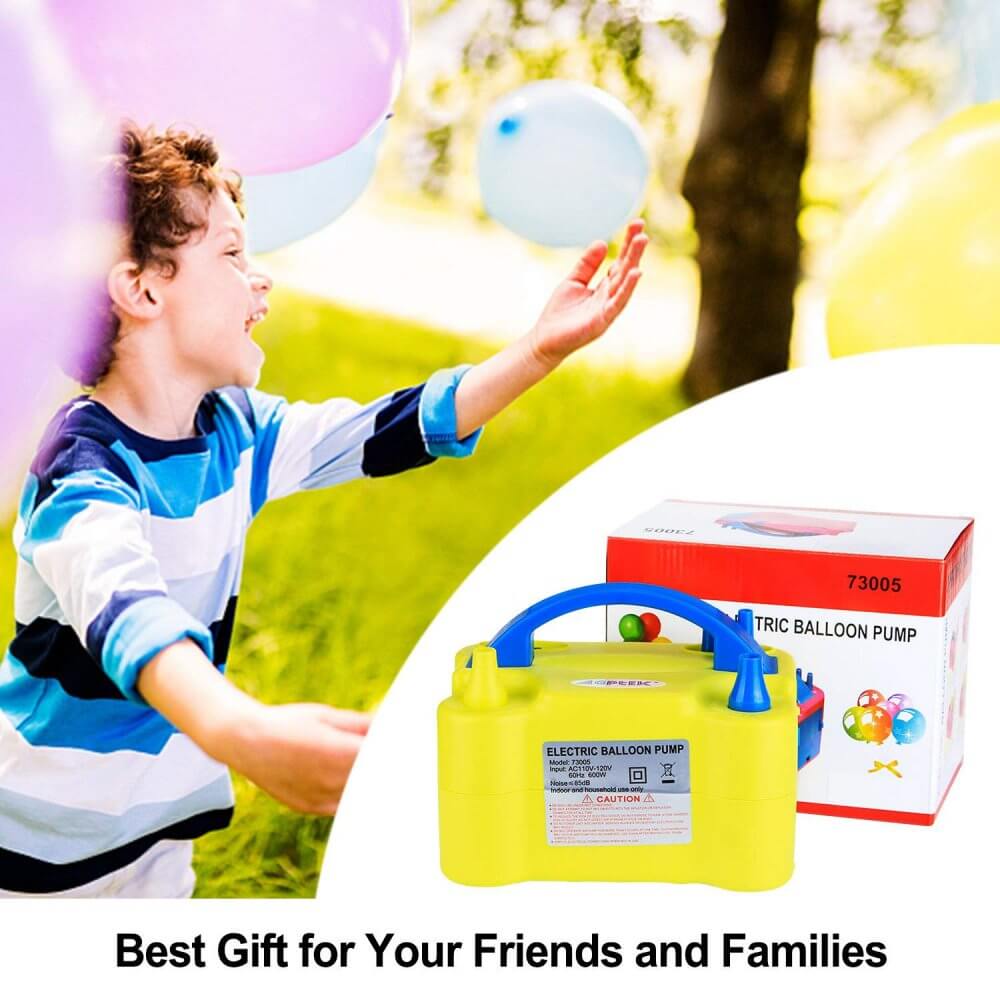 AGPtEK Portable Dual Nozzle Inflator/Blower for Party Decoration Electric Air Balloon Pump Yellow 