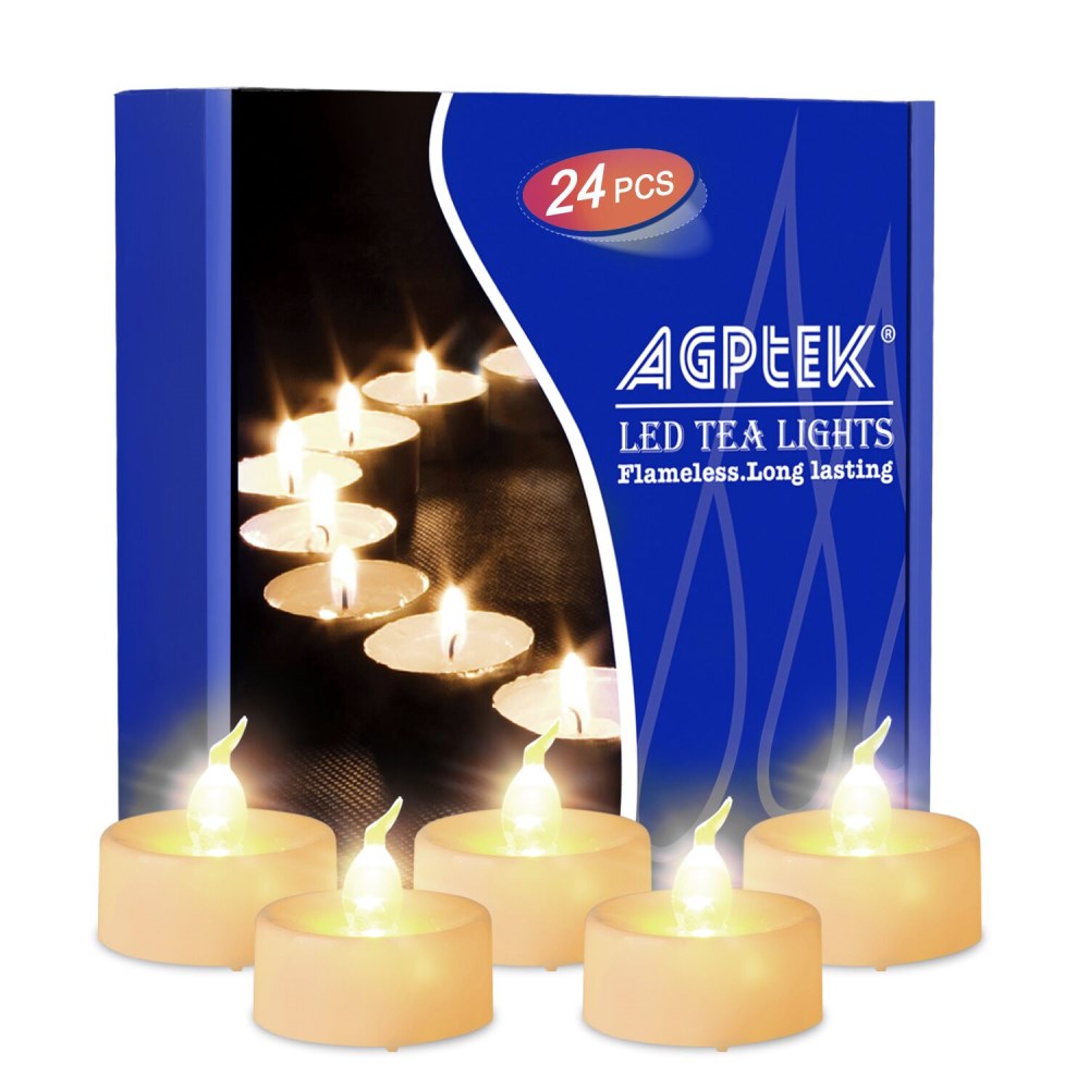 AGPtEK Candele LED Lumini LED 24 pz, Timer Tremolante Candele