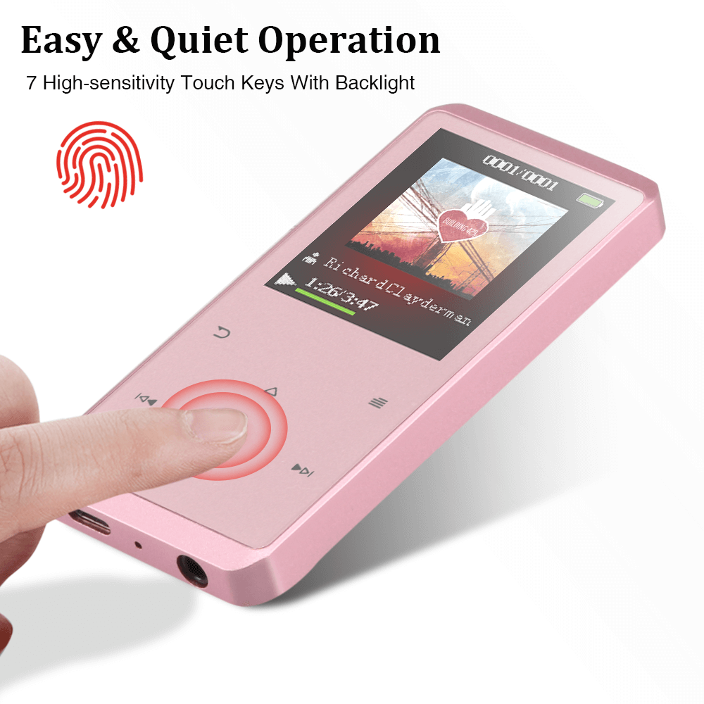 Lecteur MP3 de musique son MP3 Bluetooth MP3 MP4 Hifi écran tactile 1,8  pouces 16 Go (or rose)