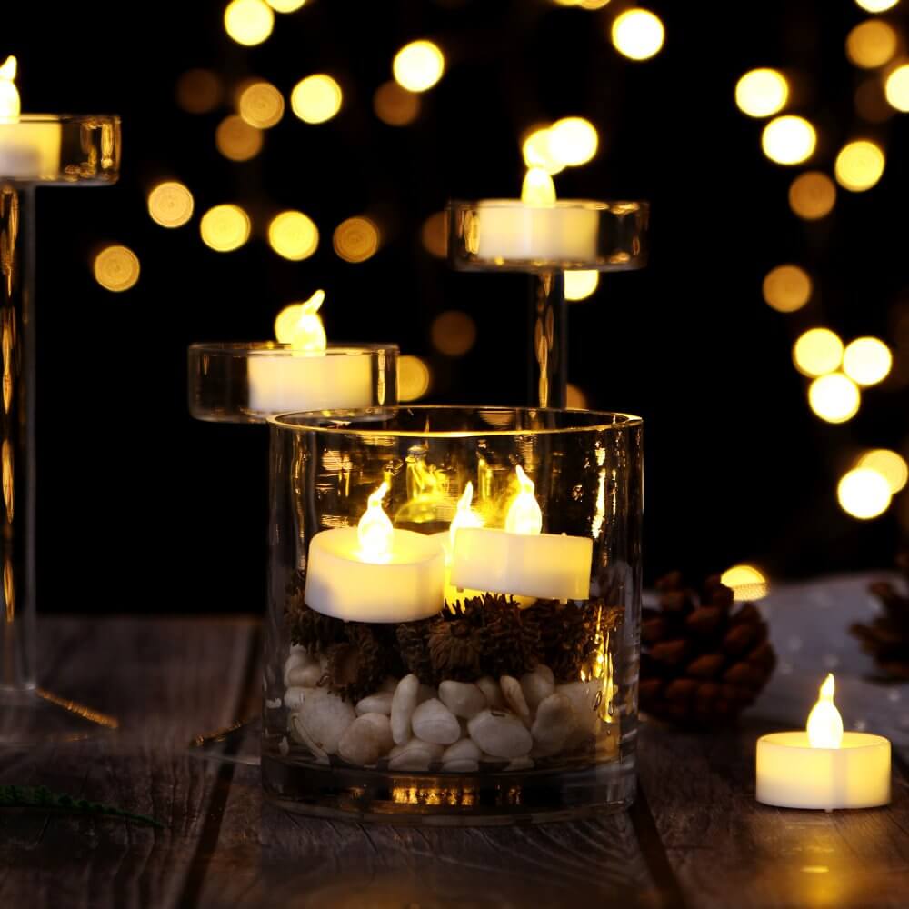 Bougies /électriques /à piles Bougies d/écoratives Bougies chauffe-plat LED sans flamme avec flammes r/éalistes /à LED Bougies votives /à LED non parfum/ées Blanc chaud Lot de 6