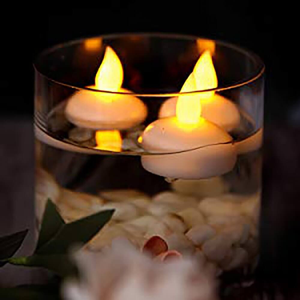 12 LED Floating Flickering Tea Candle Waterproof Wedding Party Floral Decoration 