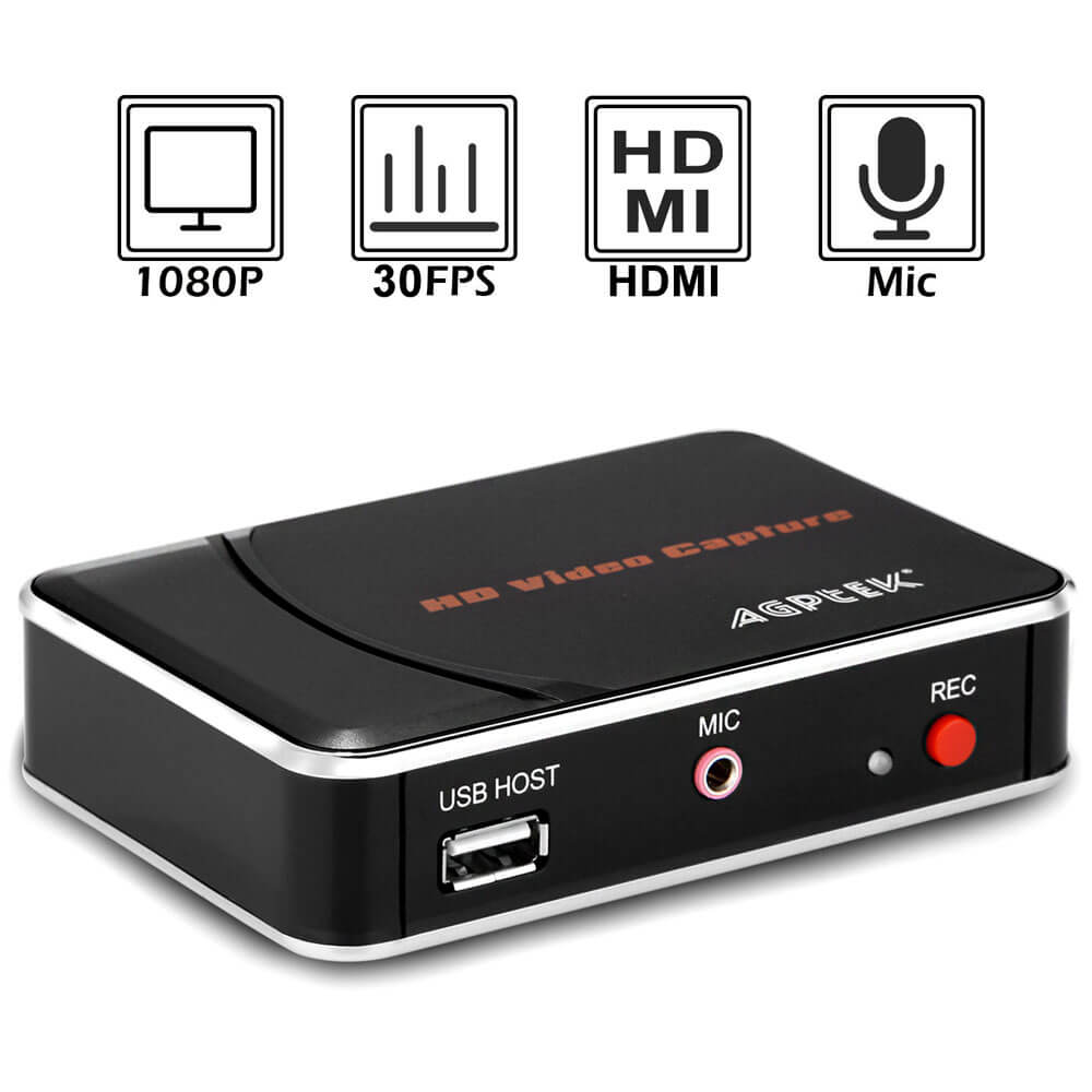 una Memoria USB Xbox One PC Tarjeta SD Live Stream BLU-Ray AGPTEK Game Capture No Stream para Mac HDMI/YPbPr Juego/Compuesto de Captura HD 1080P 720P con el IR para PS4 y PS3 