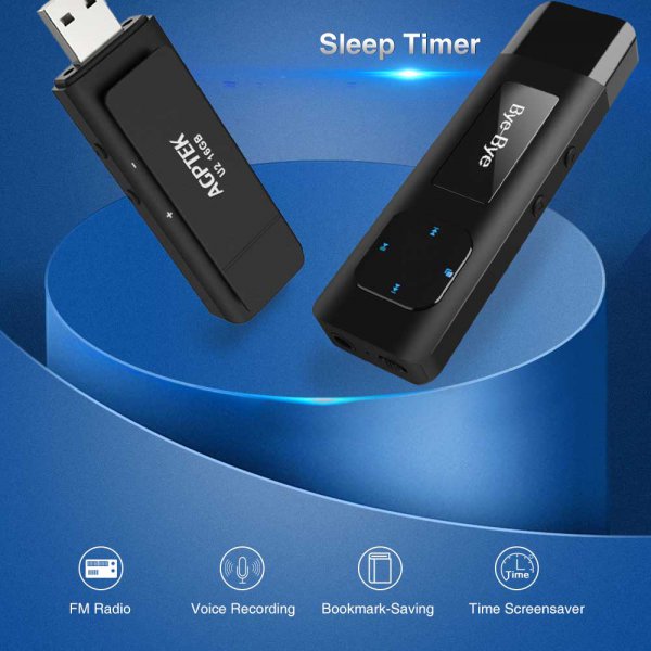 Roll over image to zoom in AGPTEK 16GB Clip MP3 Player with USB Flash