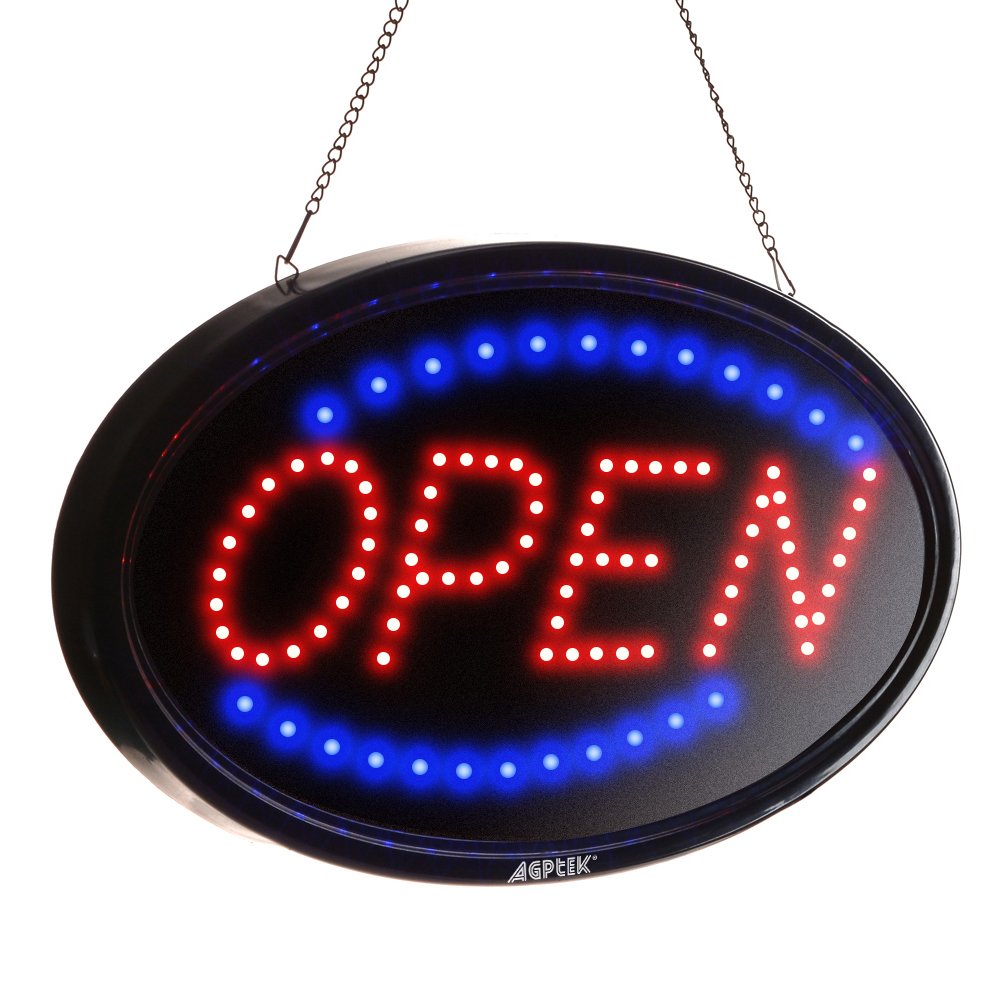 with Close Sign Bar LED Open Sign Window for Business Shop Walls Hotel 2 Modes Flashing & Steady Light 19x10inches Open Sign for Business Advertisement Board Electric Display Sign 