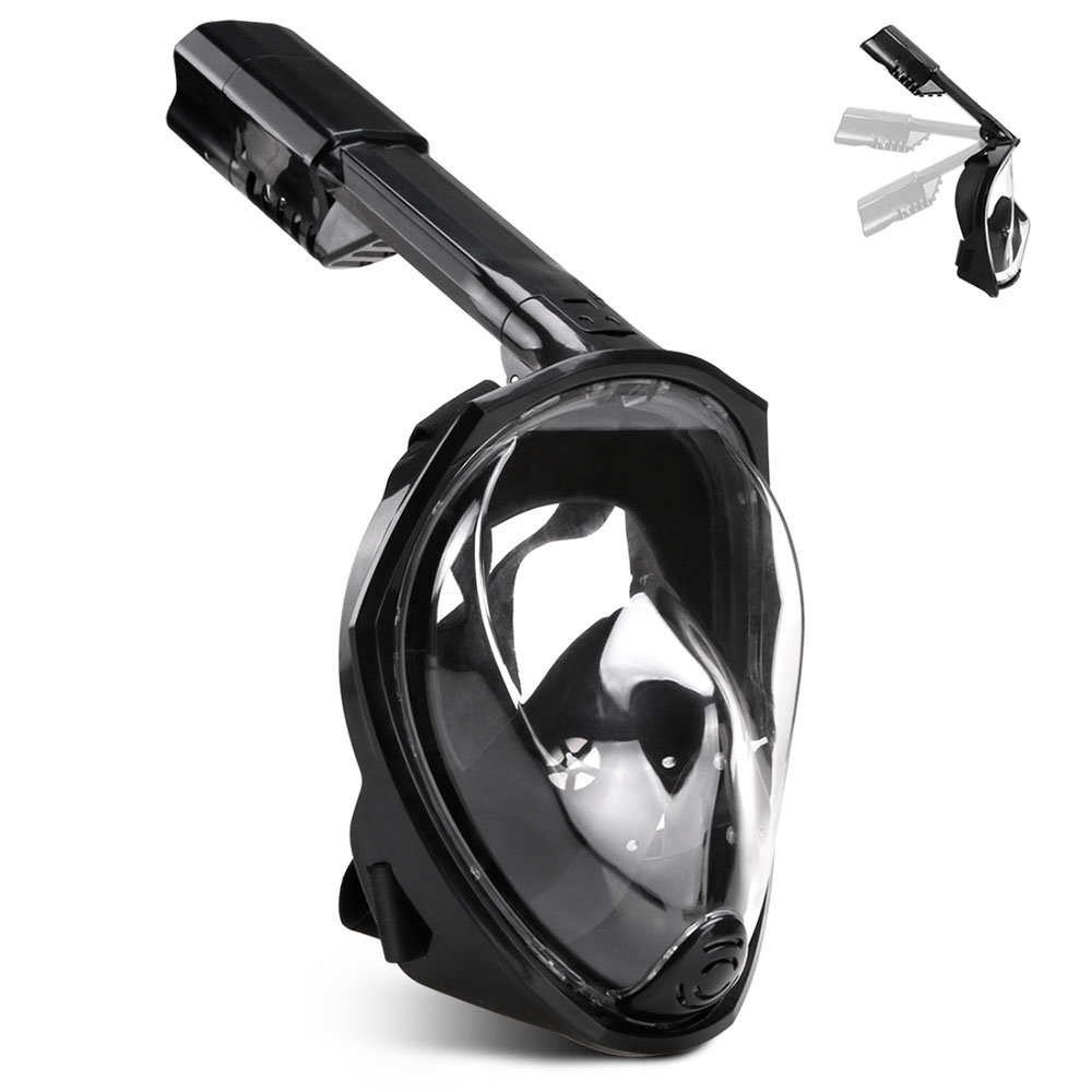 S/M Foldable 180° Snorkel Mask Panoramic Full Face Design Anti-fog Anti-leak 