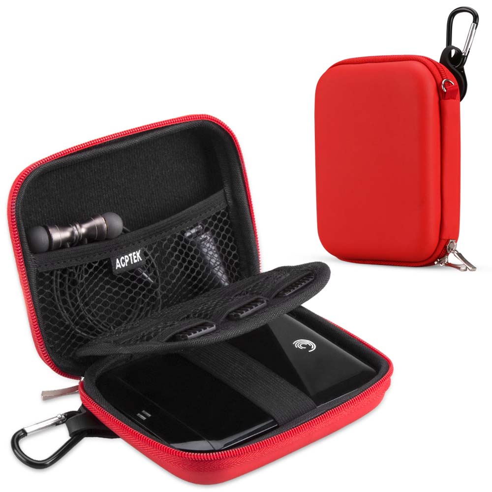  Portable Hard EVA Case, Hootek Protective Hard Shell Travel  Carrying Case Bag with Dual Zipper and Metal Carabiner for MP3 Players, USB  Cable, Earphones, Memory Cards, U Disk, Lens Filter, Keys