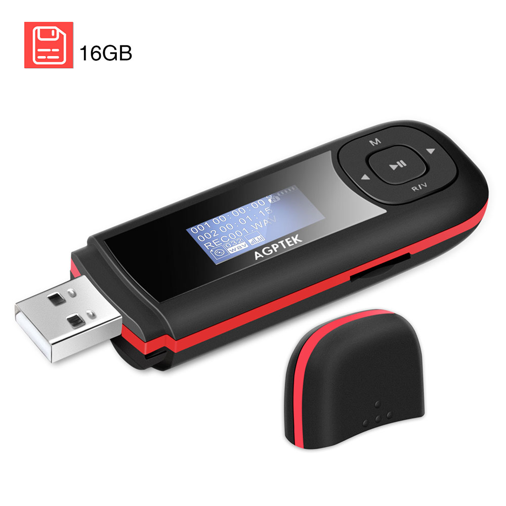 Spotlijster Vruchtbaar specificatie AGPTEK U3 16GB Portable USB MP3 Player with Recording and FM Radio, Black |  AGPTEK