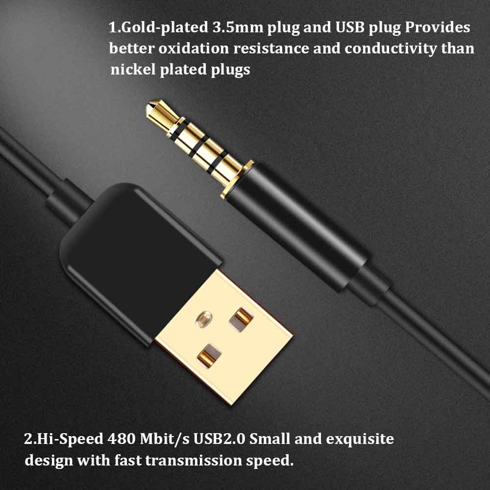 Male Aux Audio Jack To Usb 2.0 Male Charge Cable Adapter - Temu