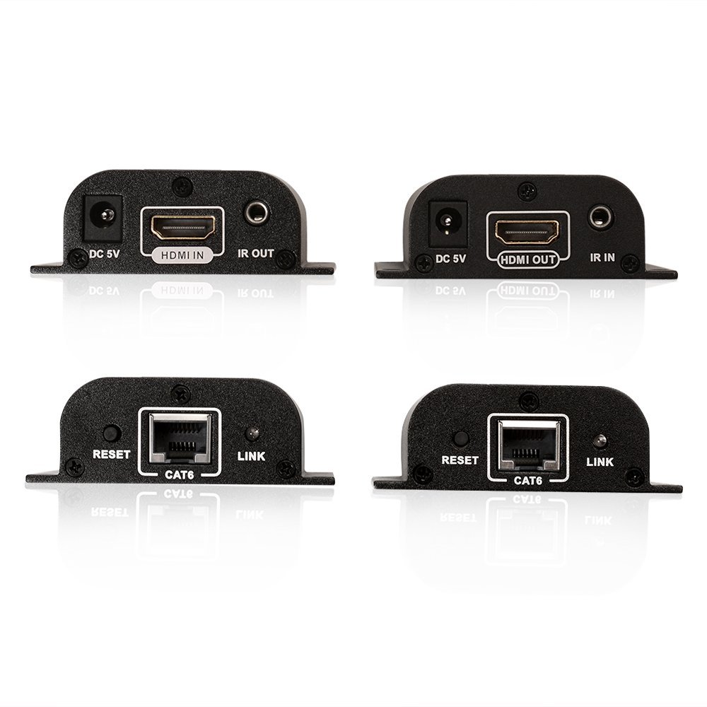 HDMI Extender Over Cat5e/6 1080P, HDMI Over Ethernet Extender 196ft/60m,  HDMI Balun Using Single Power Supply POC Technology