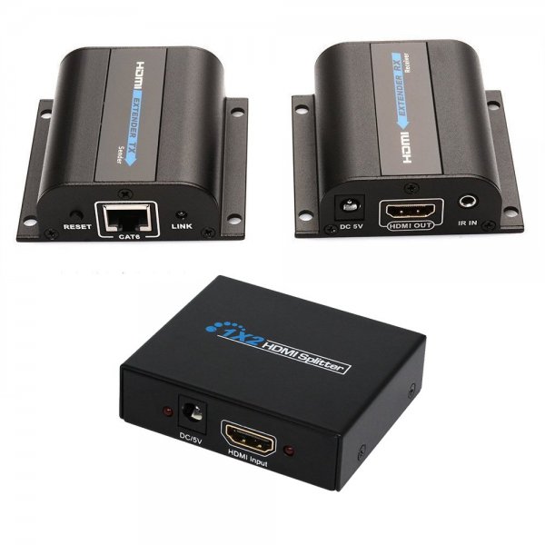 196ft/60m LKV372 PRO HDMI Network Extender Over Cat6 Single Cable with Loop-out 