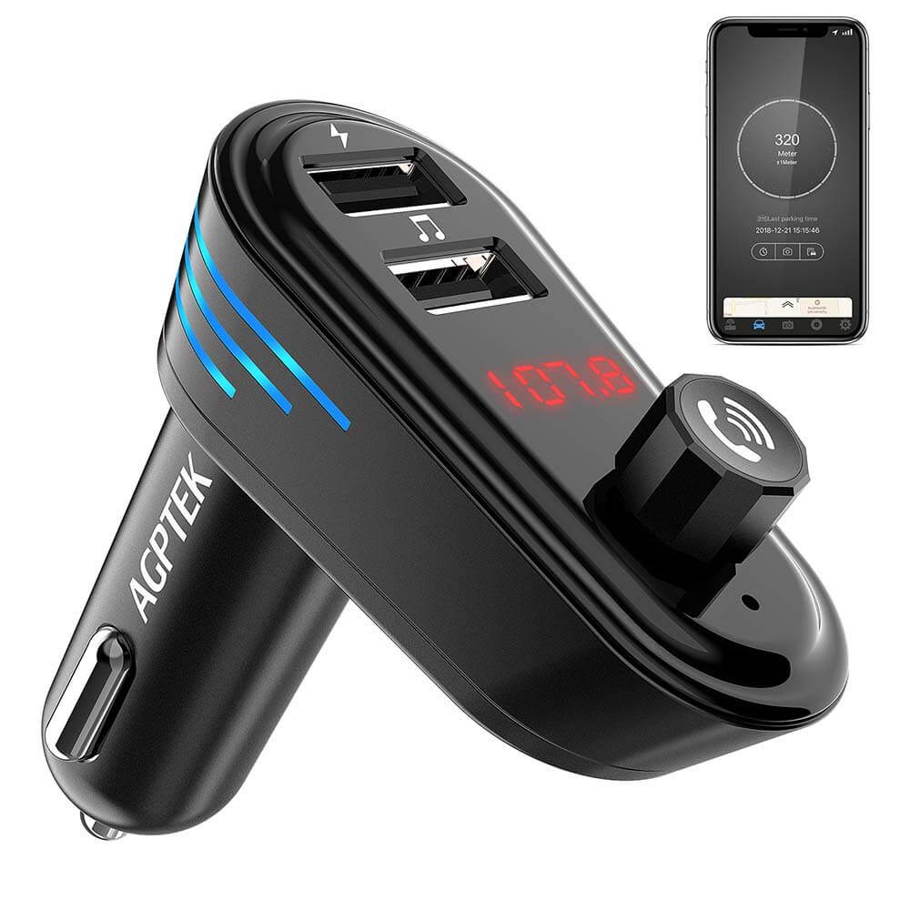 Bluetooth FM Transmitter for Car, Wireless Radio Adapter Car Music Player  Car Receiver with Bluetooth FM Frequency Support Hands Free Call,Car  Charger