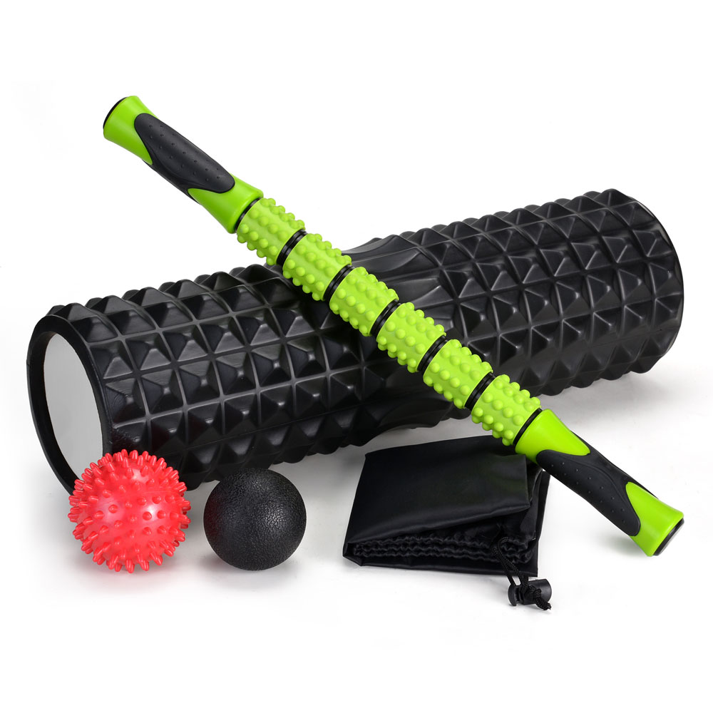 5-In-1 Large size Foam Roller Kit with Muscle Roller Stick and Massage  Balls, High Density 18'' Foam Roller for Muscle Therapy and Balance  Exercise