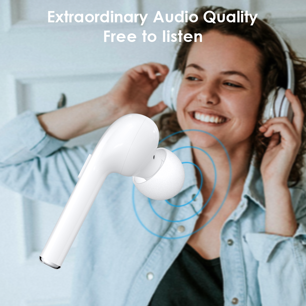 Bluetooth Kopfhörer AGPTEK Sport Earphones Stereo Bluetooth V5.0 In Ear Kabellos Headset mit Mikro iPhone Tablet kompatibel mit Samsung Weiß Auto Pairing Headset und Ladebox 40 Stunden Spielzeit 
