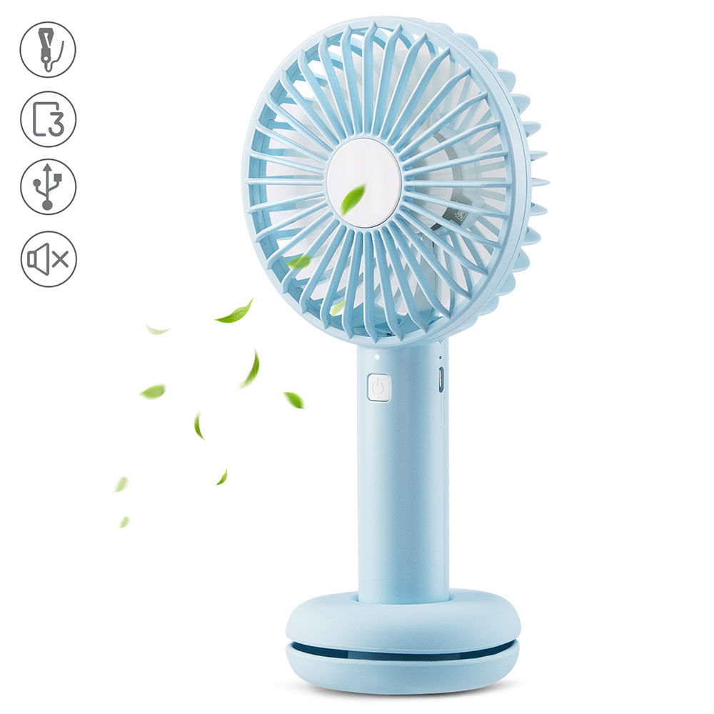 2 Speed Adjustable USB Rechargeable Light Mini Fan With Base For Travel Protable 