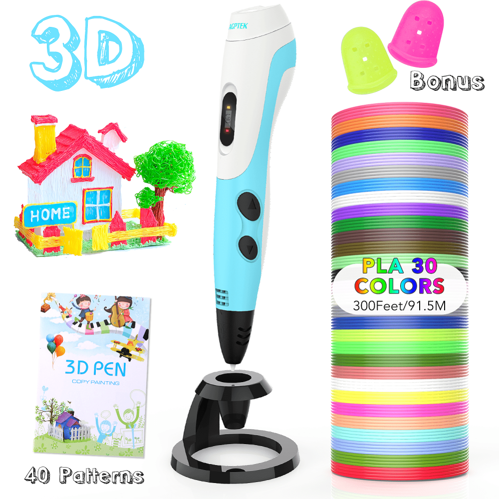 AGPTEK 3D Printing Drawing Pen for Kids, 3D Pen 30 Colors 300 Feet PLA  Filament Refills, Non-Clogging for Kids, Adults, Doodling, Artist, DIY,  Drawing etc