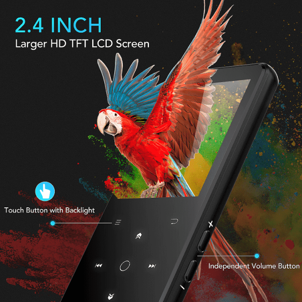 AGPTEK 32GB MP3 Player with Bluetooth, Portable Music Player 2.4 Inch