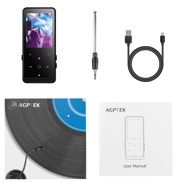 AGPTEK 32GB MP3 Player with Bluetooth, Portable Music Player 2.4 Inch HD Screen with Touch
