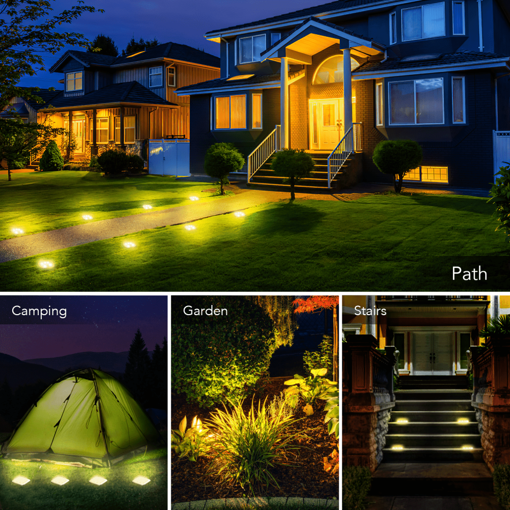 Solar Disk Lights Outdoor AGPTEK Solar Pathway Lights 8 LED