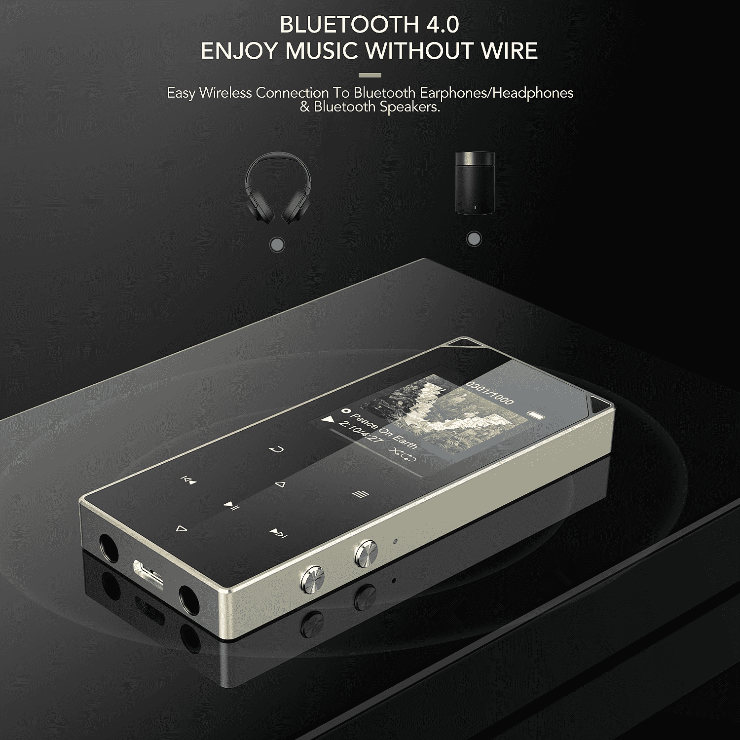 MP3 Player, AGPTEK Bluetooth MP3 Player with Speaker, FM Radio, Line-in