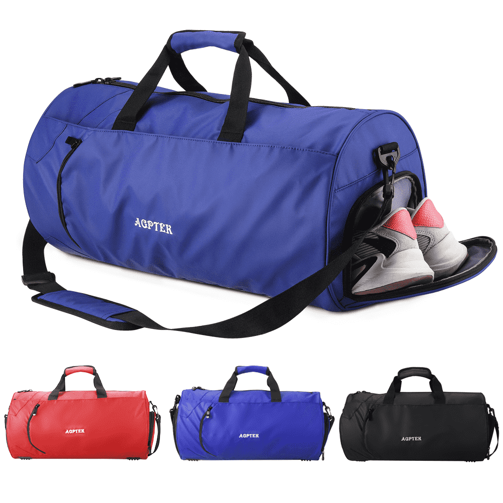 Travel Lightweight Waterproof Carry on Luggage Bag with Fixed Strap Blue Dry and Wet Separation Foldable Travel Duffel Bag for Weekender Overnight Sports Gym Bag Large Capacity Folding Travel Bag 