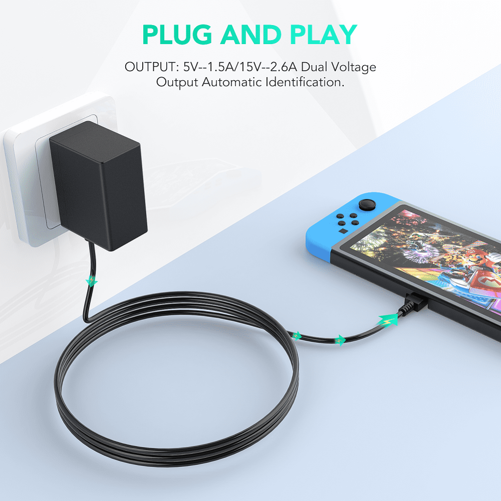 AGPTEK Charger for Nintendo Switch, AC Adapter for Nintendo Switch
