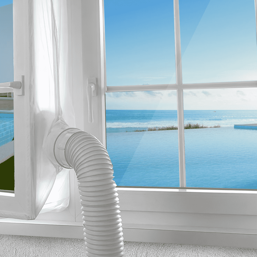 400CM Universal Window Seal for Portable Air Conditioner and Tumble Dryer Sealing AC with Zip and Adhesive Fastener Easy to Install Hot Air Stop 