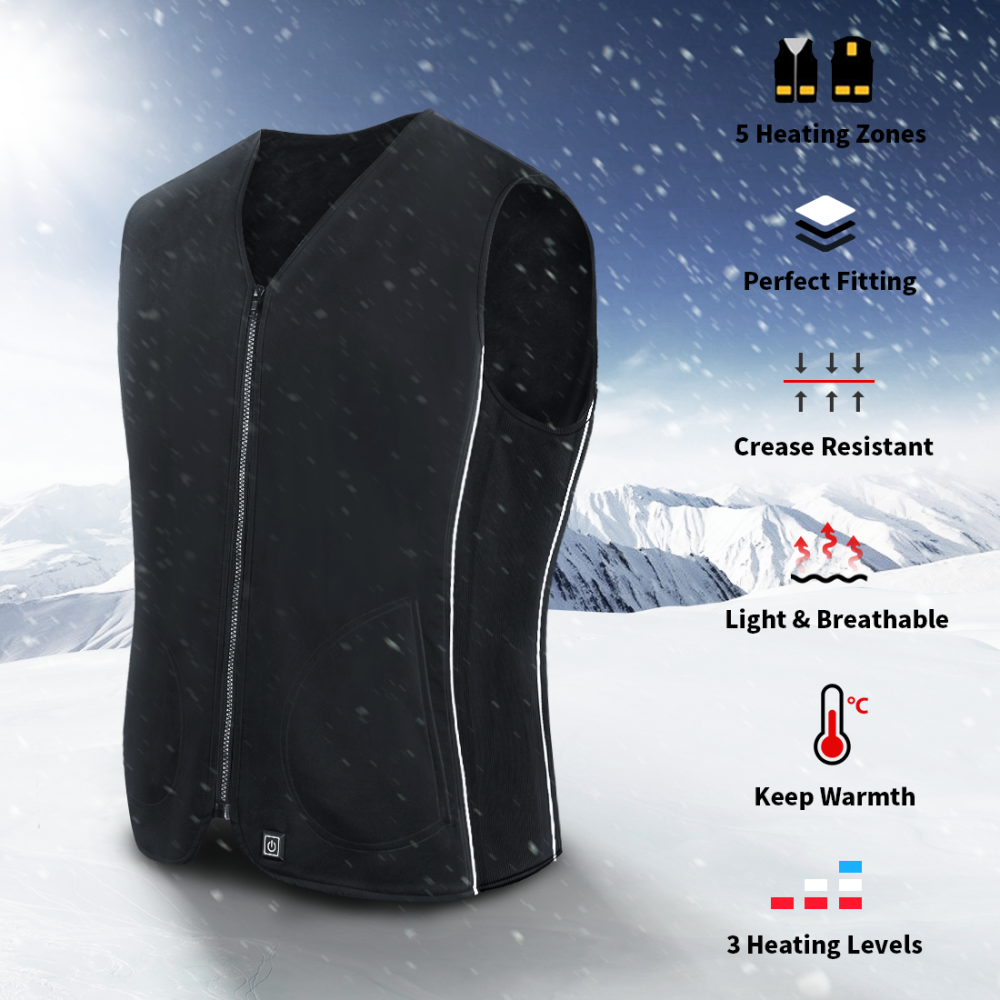 AGPtek Electric Heated Vest Adjustable 5V USB Warm Vest Unisex Vest for Outdoor Mountaineering Hiking L Size Camping