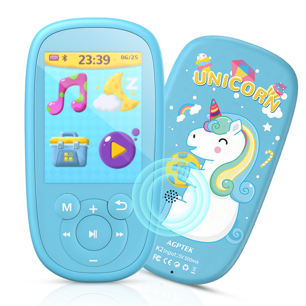 Voice Recorder Support FM Radio AGPTEK MP3 Player for Kids Expandable Up to 128GB,Blue Children Music Player with Bluetooth Video 2.4 Inch Color Screen Built-in Speaker 8GB